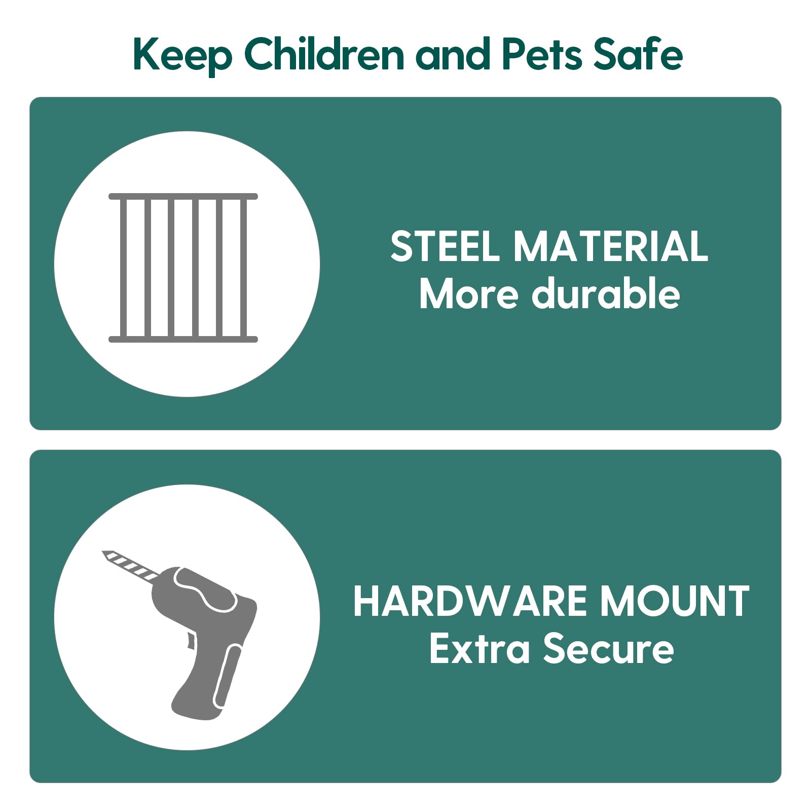 Babelio 26-43" Hardware Mount Baby/Dog Gate for Stairs and 29-55" Pressure Mount Baby Gate with Door, White - Image 5