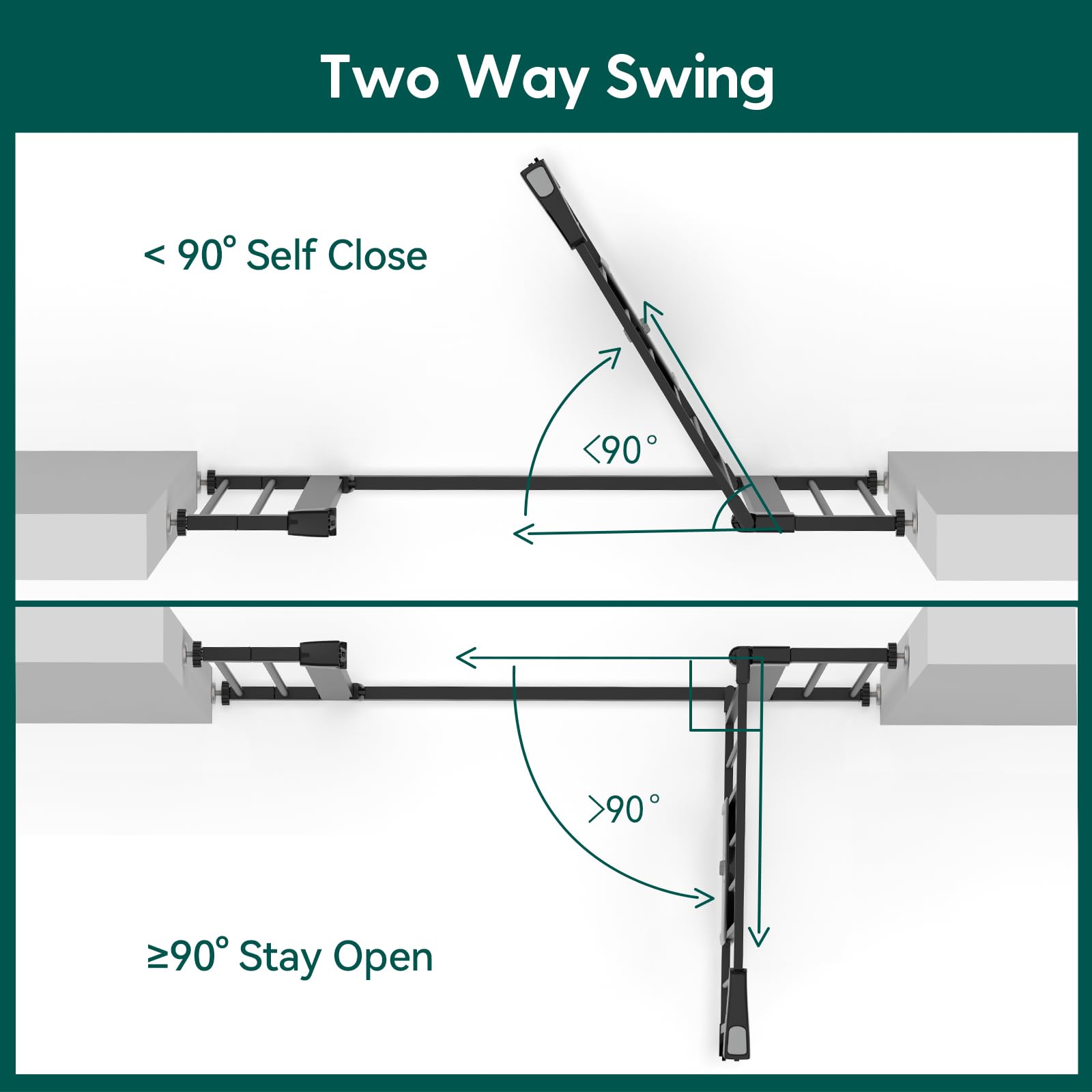 Babelio Auto Close Baby Gate with Cat Door,29-43" Metal Gate for Doorway,Stairs, House,Easy Walk Thru with Pet Door,Includes 4 Wall Cups and 3 Extension Pieces,Black - Image 4