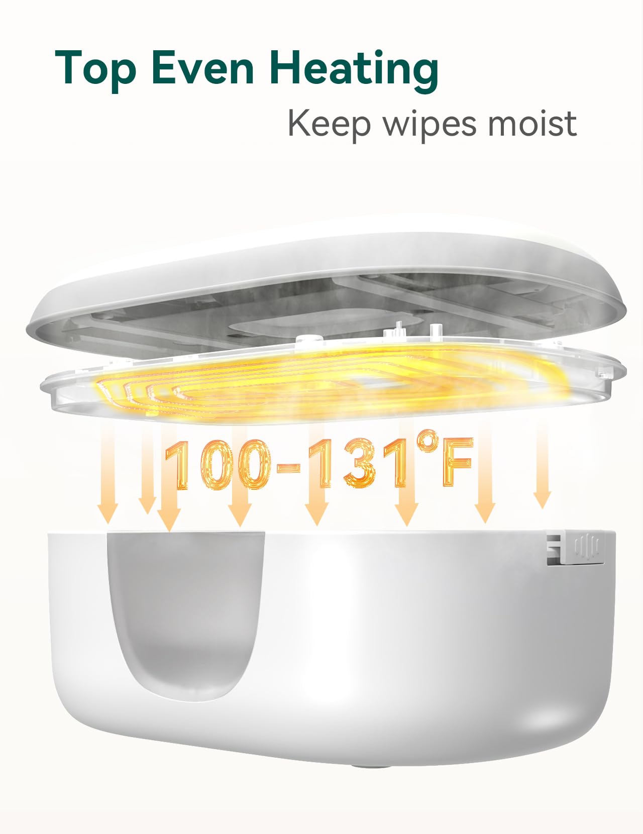 Babelio Baby Wipe Warmer and Wet Wipes Dispenser | Large Capacity Wipes Warmer for Babies with Night Light | Top Even Heating, 4-Level Temperature (100-131℉) | Newborn Essentials - Image 2