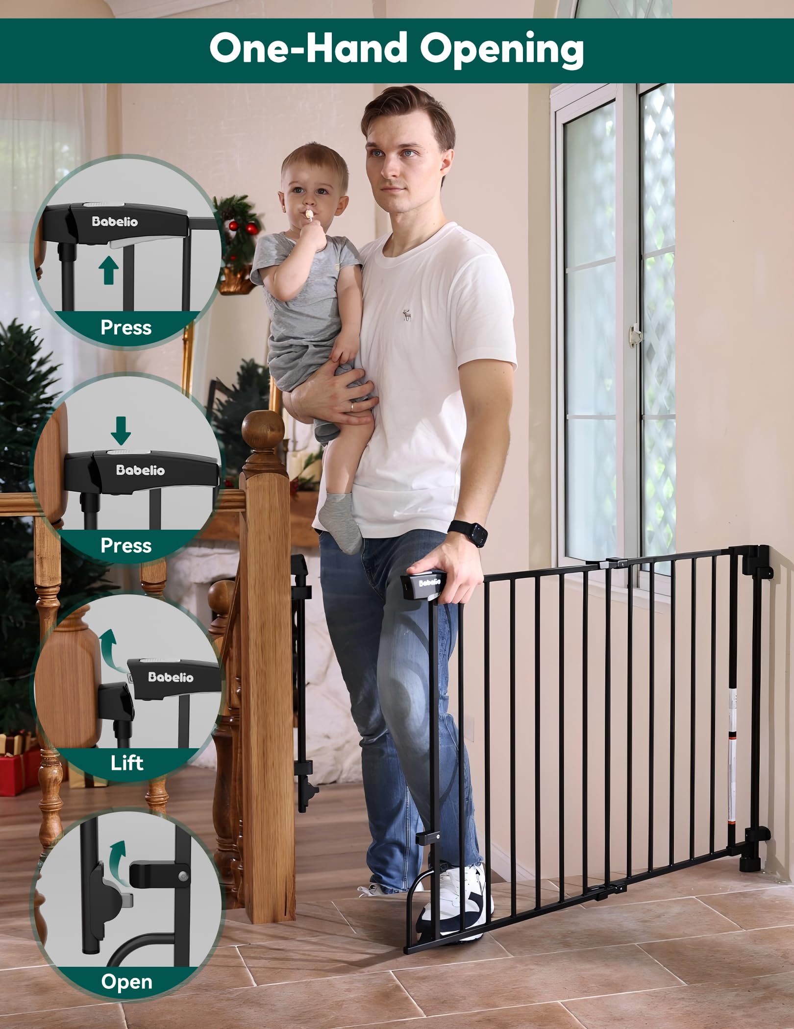 Babelio Smart Baby/Pet Gate, New Generation of Safety Gate with Infrared Auto-Unlock & Removable Baby Gate - Image 9