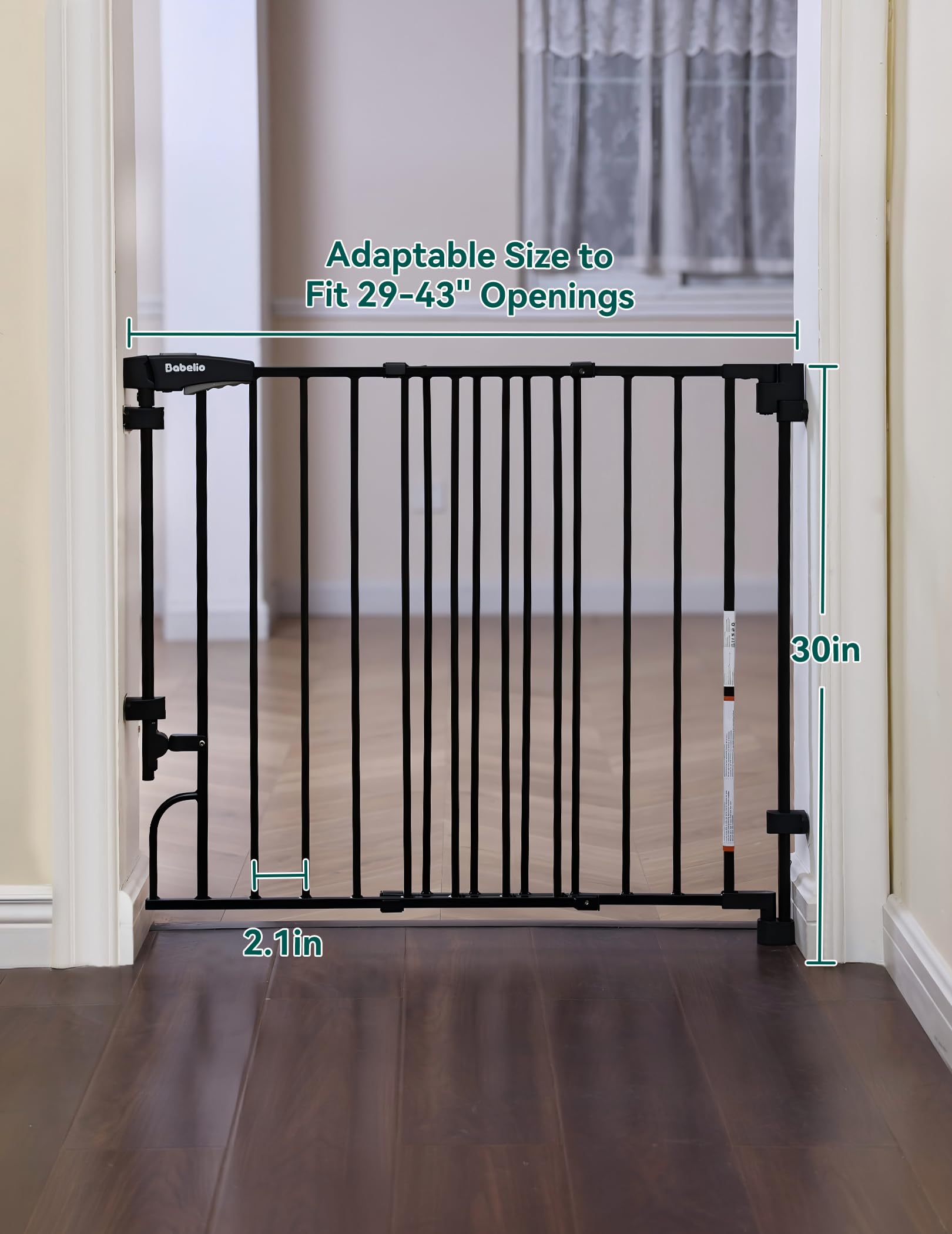 Babelio No Bottom Bar Baby Gate, Hardware Mounted (Drill Needed), Wide Walk-Thru for Stairs & Doorways (2 Pcs) - Image 7