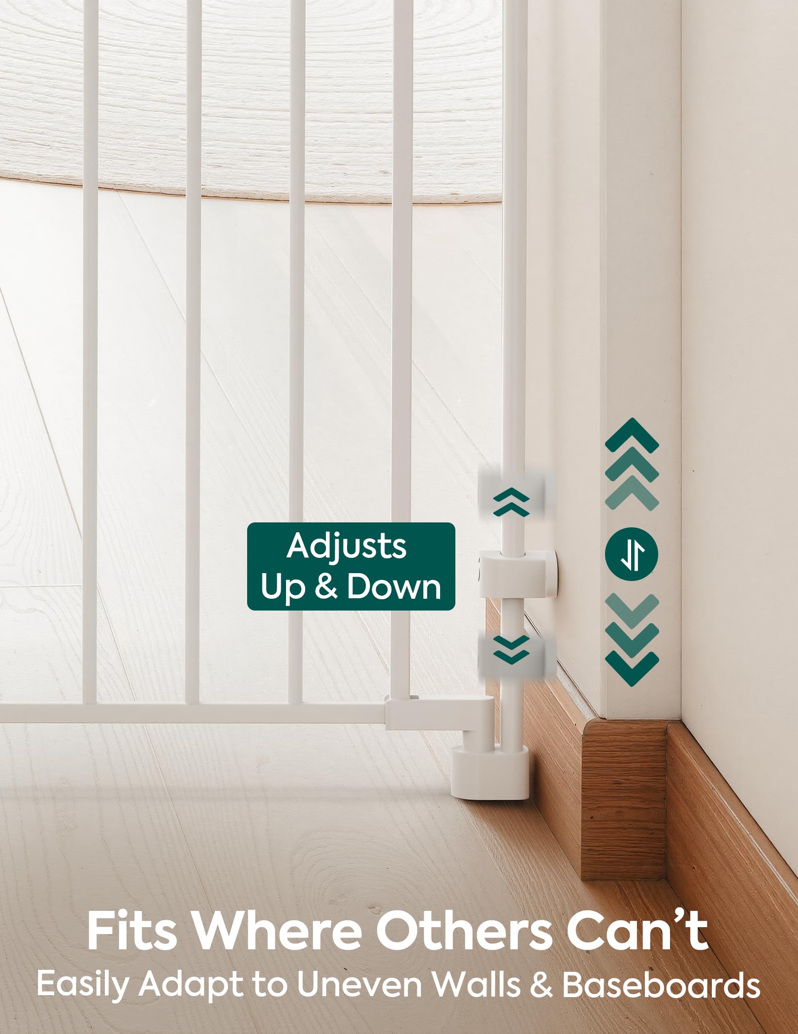 Babelio Removable & No Bottom Bar Baby Gate, 35.5-55" Hardware Mounted (Drill Needed)| Wide Walk-Thru| Auto-Close Safety Dog/Pet Gate for Stairs & Doorways (White, 35.5-55" W, 30" H) - Image 5