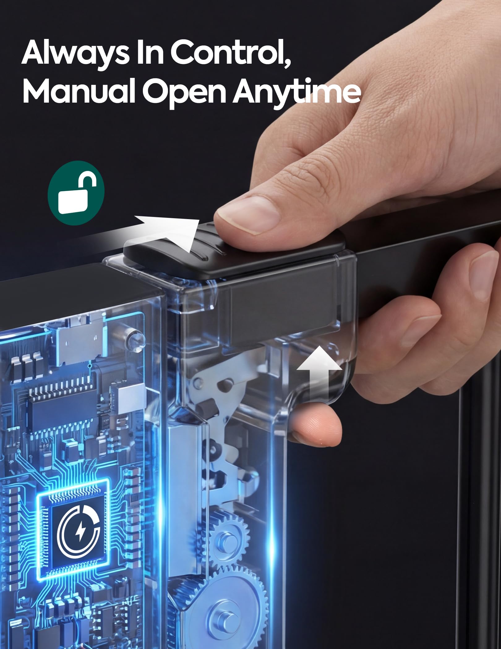 Babelio Smart Baby Gate with Auto-Unlock/Close, Pressure Mounted No Drill for Doorways/Top of Stairs. Pet/Dog Door Wide Walk Thru w/Infrared Sensor & Safety Alert (Black, 26.3-37.8" W, 30" H) - Image 4