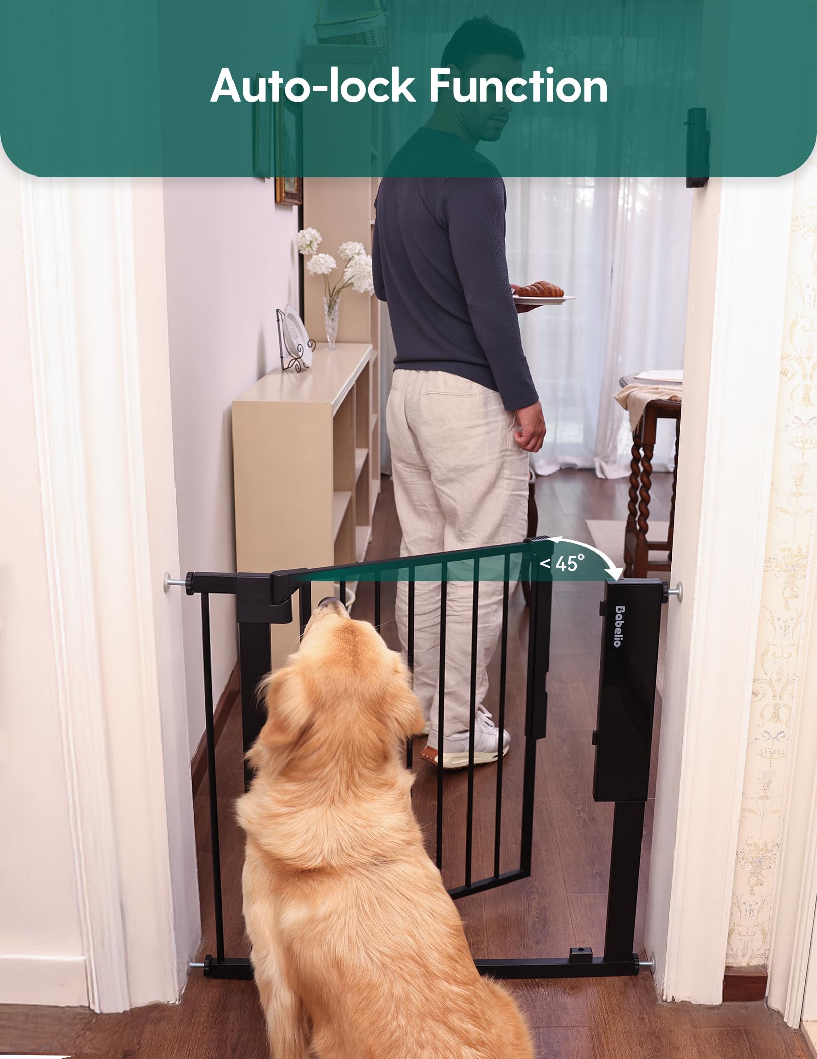 Babelio Smart Baby/Pet Gate, New Generation of Safety Gate with Infrared Auto-Unlock & No Bottom Bar Baby Gate - Image 7
