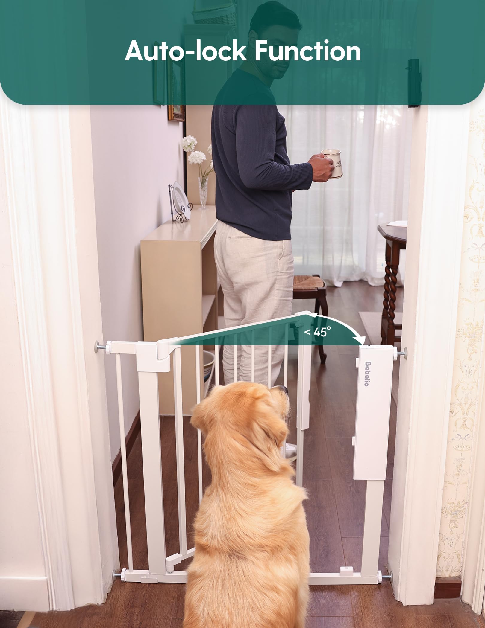 Babelio Smart Baby/Pet Gate, New Generation of Safety Gate with Infrared Auto-Unlock & No Bottom Bar Baby Gate - Image 5