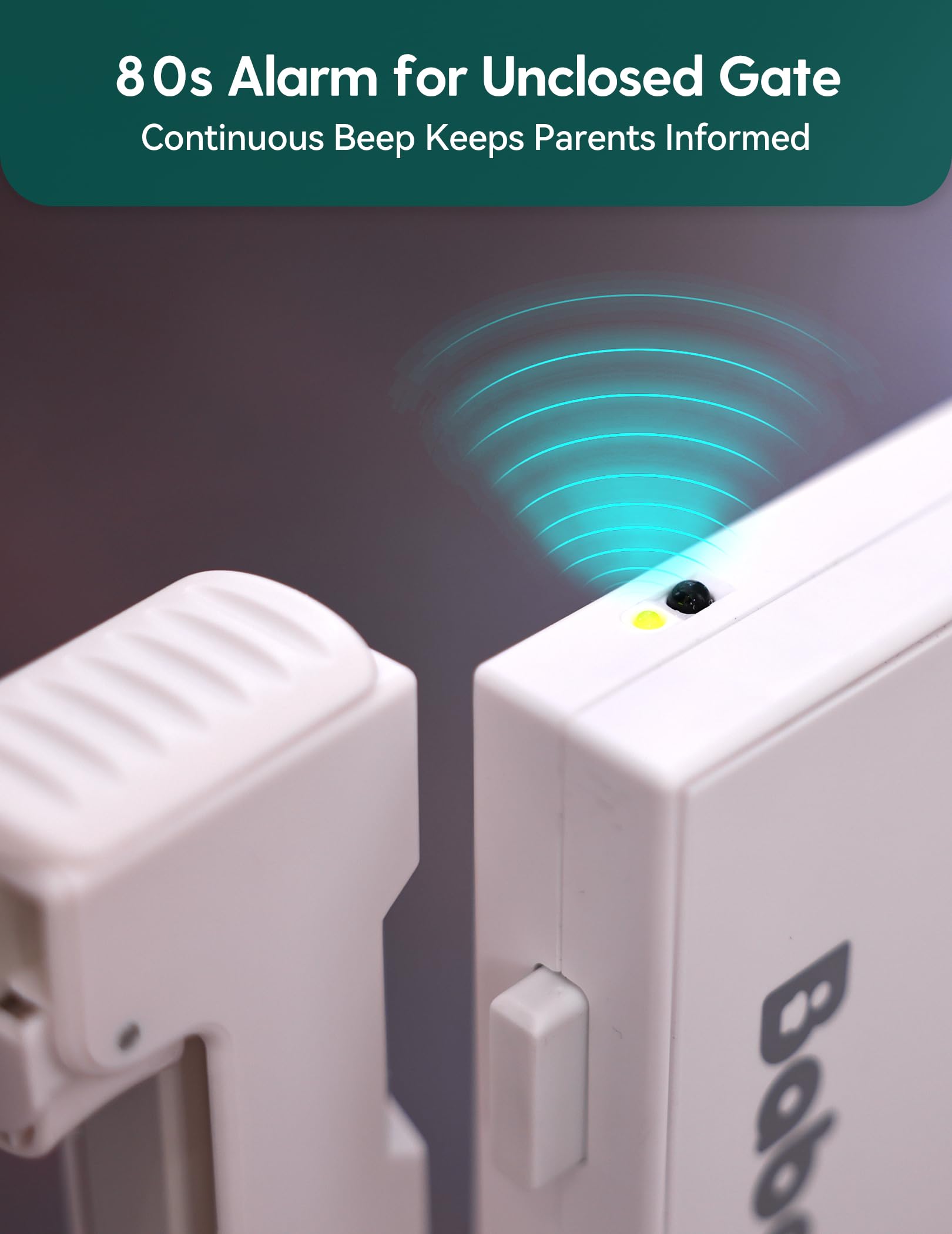 Babelio Smart Baby/Pet Gate & Removable No Bottom Bar Baby Gate (White) - Image 7